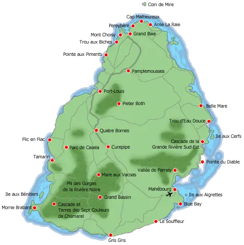 Carte de l'Île Maurice